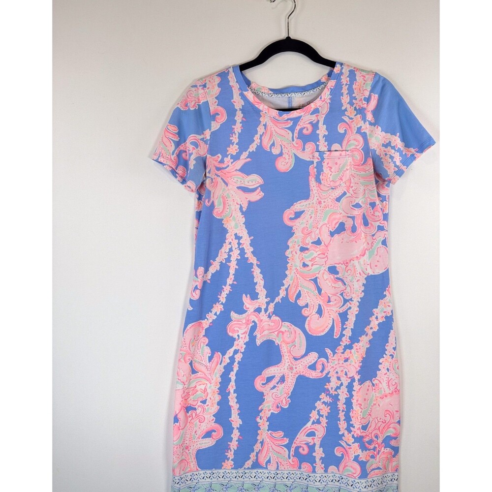 Lilly Pulitzer Womens Dress Blue Declan Floral Shift Short Sleeve A Line Small - Picture 4 of 10